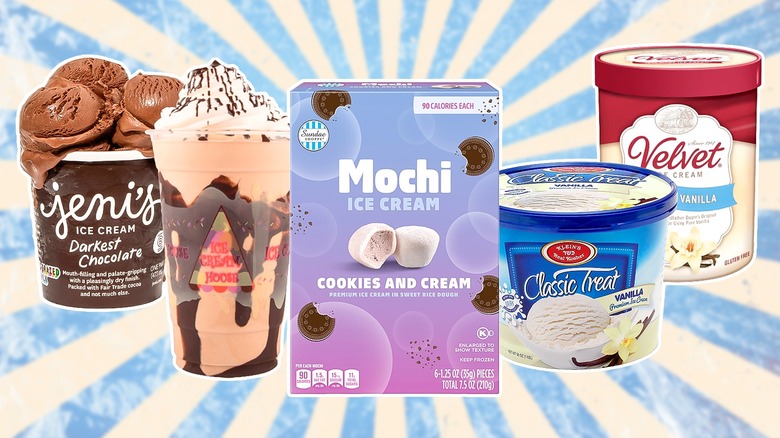 Various ice cream containers and ice cream treats from previously recalled brands