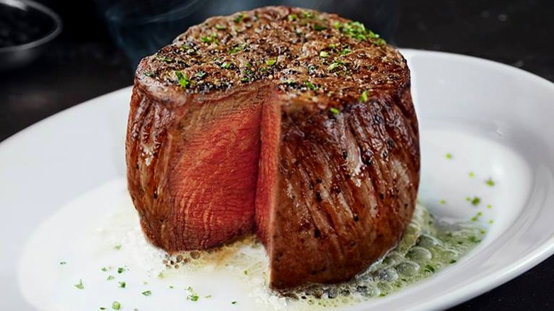Filet mignon on white plate