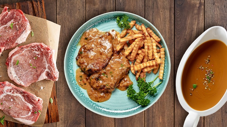 smothered pork chops in onion gravy
