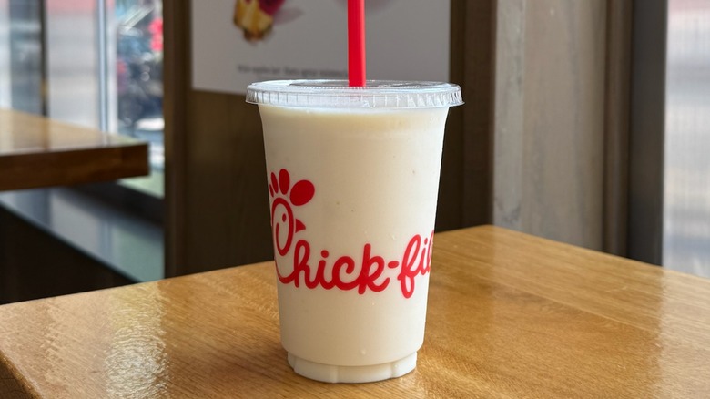Chick-fil-A Peach Frosted Lemonade on a counter