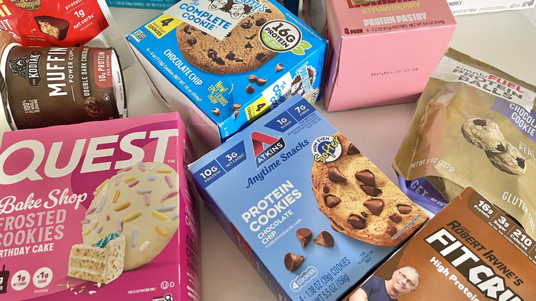 protein desserts spread out on a table