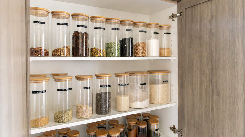 pantry items decanted into containers