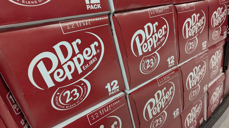 Cases of Dr Pepper cans