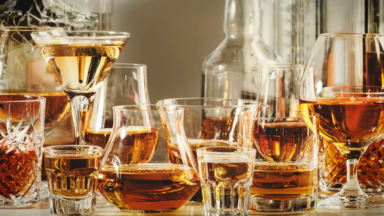 cocktail glasses on a table